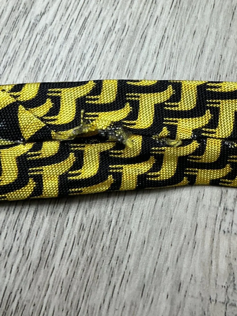 Gianni Versace Silk Tie Black Yellow Geometric Pattern - Flawed